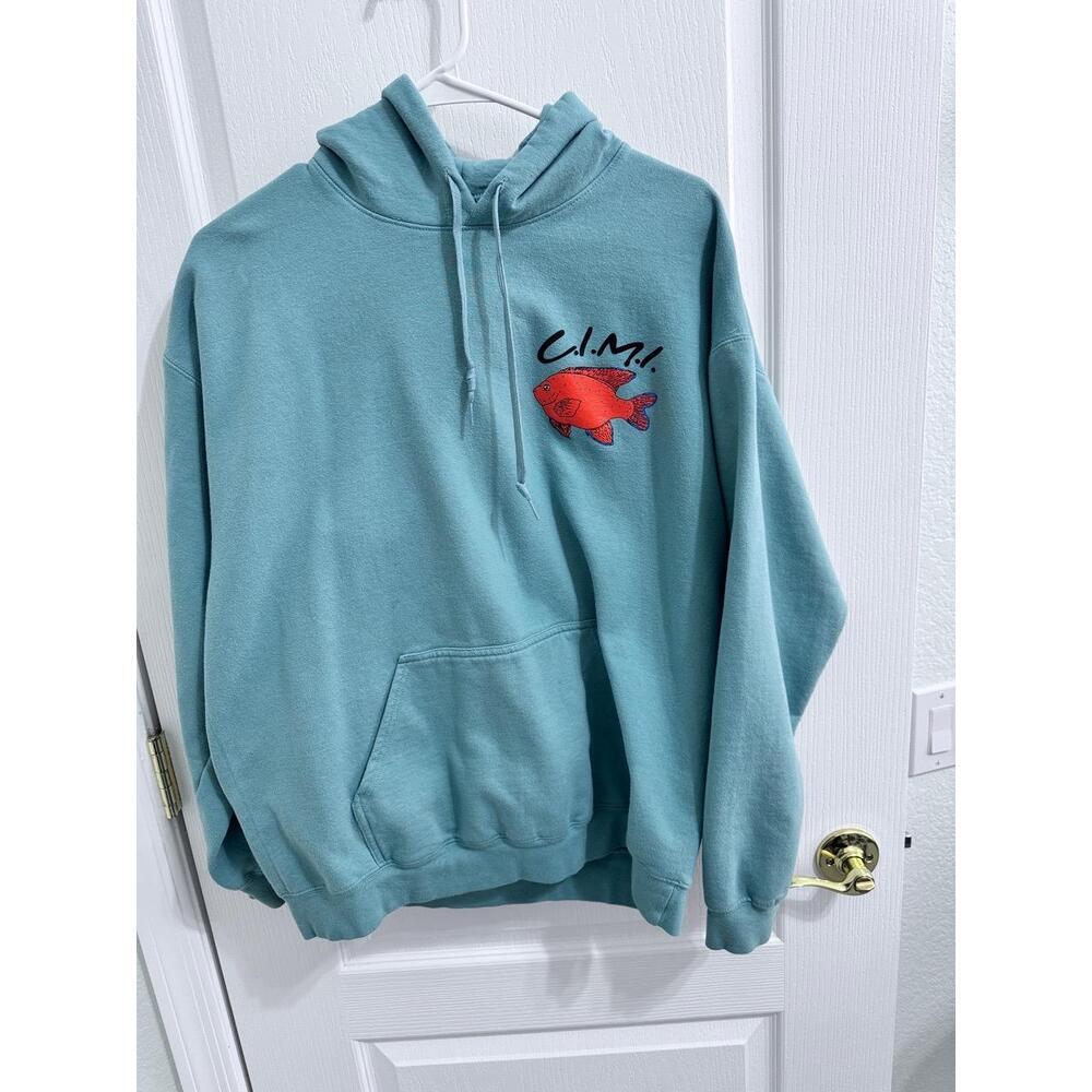 Gildan Grey Graphic Print CIMI Logo Catalina Island Marine Institute Hoodie L - Picture 3 of 8